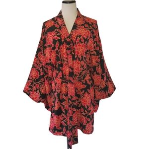 VICTORIA'S SECRET Collection Vintage Y2K Gold Label Blk/Red/Gold Kimono Robe S/M